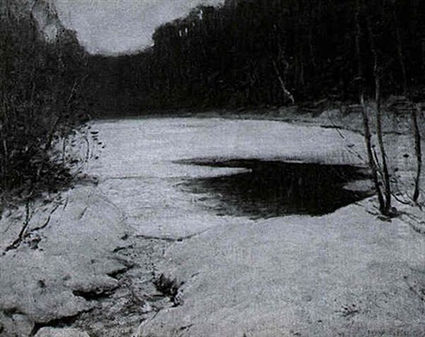 Winter Stream Oil Painting by Ernest Albert