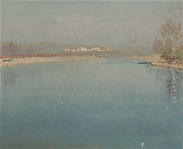 Flusslandschaft Oil Painting by Oreste Albertini