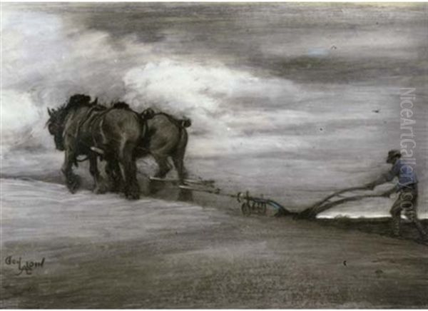 Ploughing Oil Painting by Cecil Charles Windsor Aldin