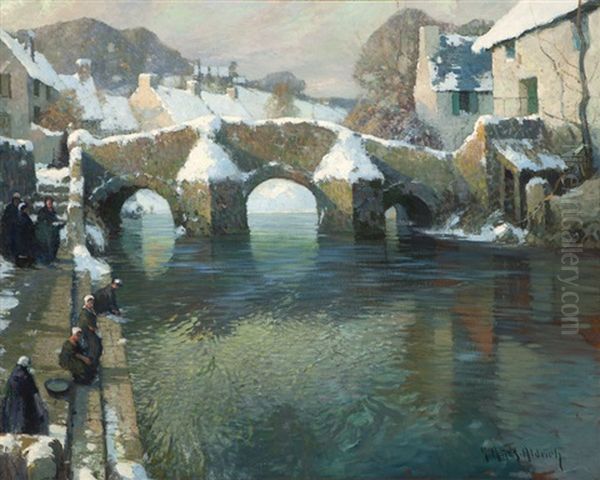 Figures In Normandy (quimper) Oil Painting by George Ames Aldrich