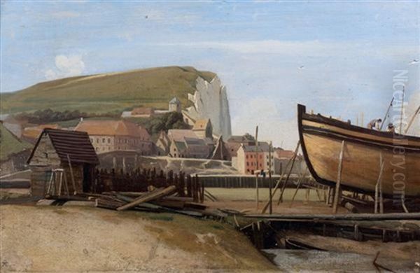 Vue Du Treport Oil Painting by Theodore Claude Felix Caruelle d' Aligny