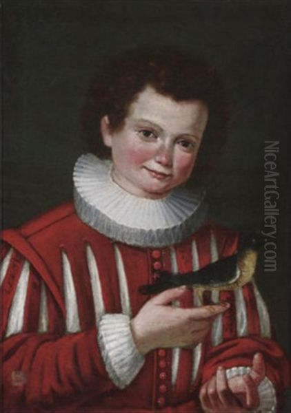 Knabe Mit Singvogel In Der Linken Oil Painting by Alessandro di Cristofano Allori
