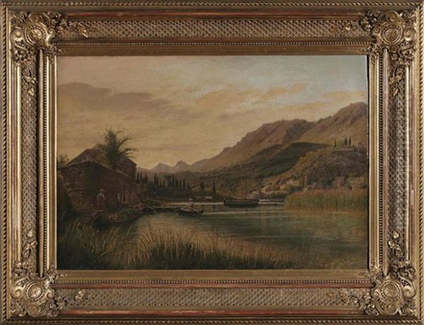 Italienische Flusslandschaft Oil Painting by Jacob Alt