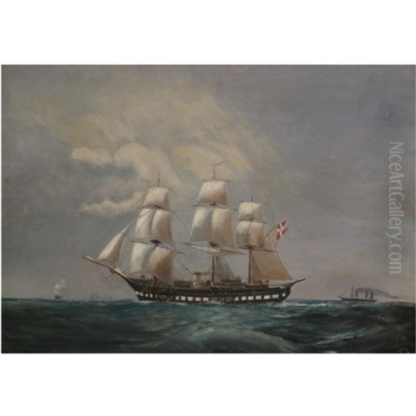 The Frigate "sjelland" Oil Painting by Ioannis (Jean H.) Altamura