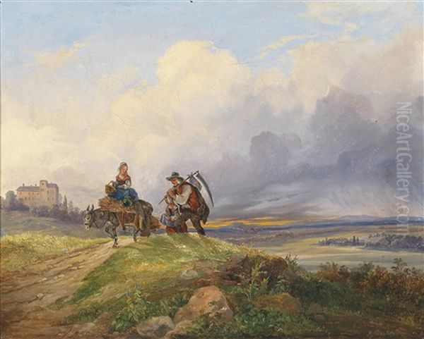 Am Heimweg Von Der Feldarbeit Oil Painting by Joseph Altenkopf