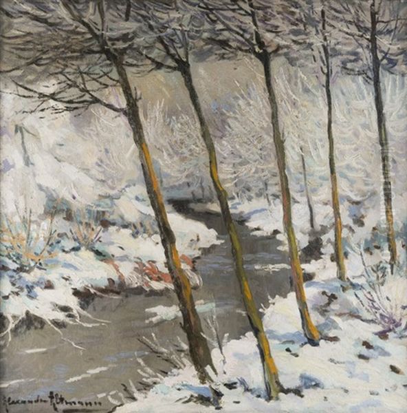Winter Landscape Oil Painting by Alexandre Altmann