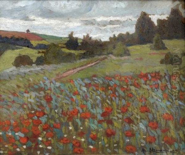 Champ De Coquelicots Oil Painting by Alexandre Altmann