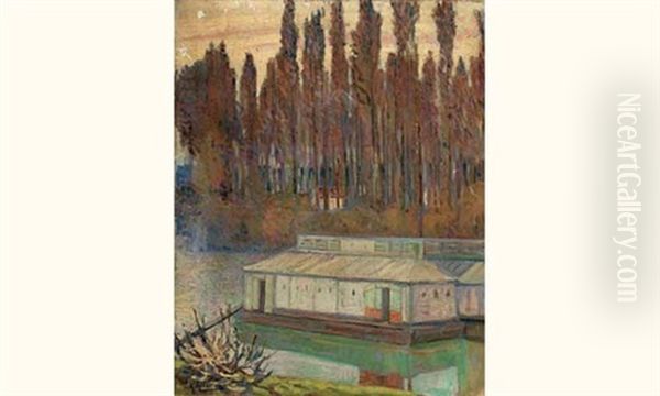 Moret-sur-loing, Le Bateau-lavoir Oil Painting by Alexandre Altmann