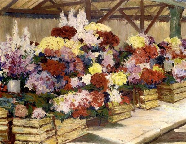 Flower Market Oil Painting by Alexandre Altmann