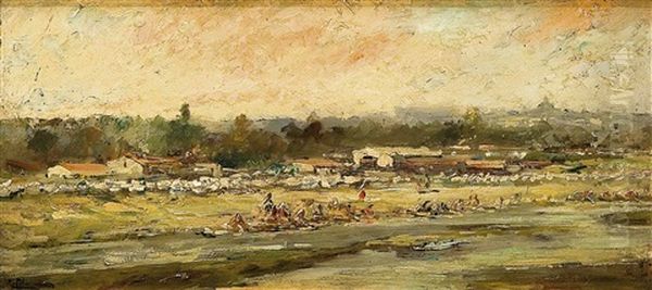 Lavanderas Del Manzanares Oil Painting by Emilio Alvarez Diaz