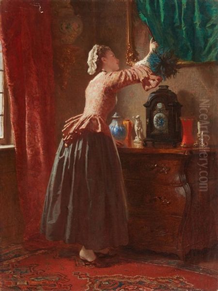 Curiosity Oil Painting by Wilhelm Amberg