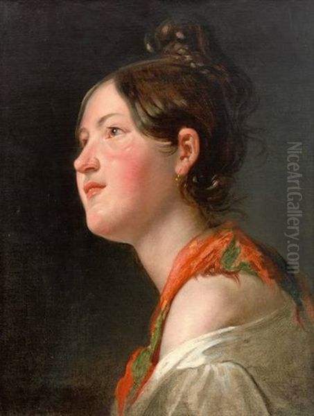 Portrait Eines Jungen Madchens Im Profil Von Links Oil Painting by Friedrich von Amerling