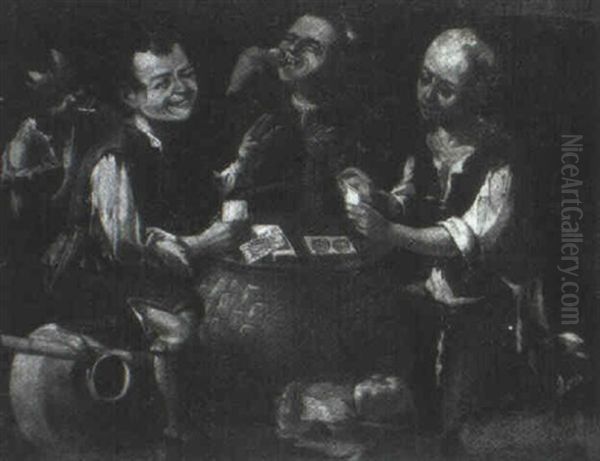 Ninos Jugando A Las Cartas Oil Painting by Antonio Amorosi