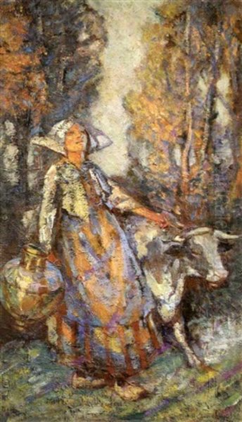 The Dairymaid Oil Painting by John Henry Amshewitz