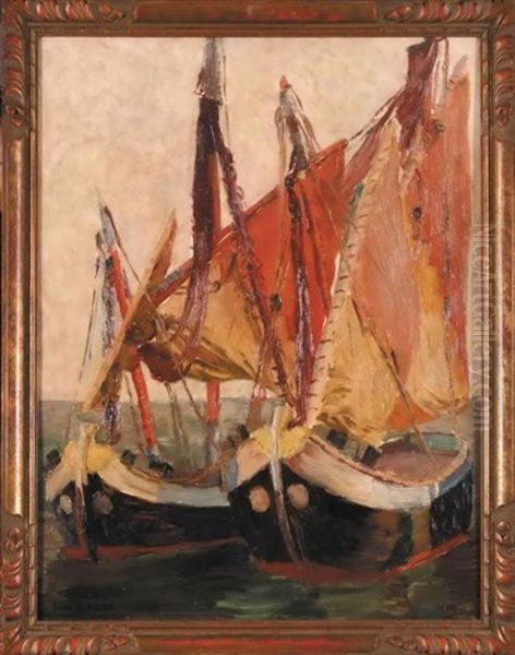 Dwa Zaglowce Oil Painting by Joan Anacker