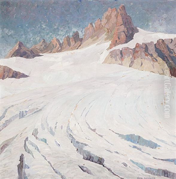 Sonnig Beleuchteter Marmolata-gletscher Oil Painting by Joan Anacker