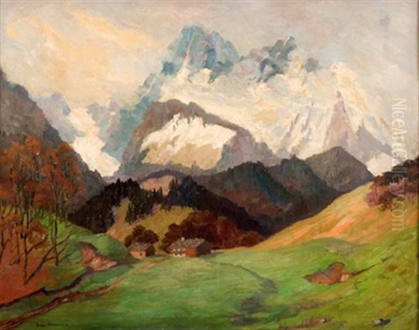 Ramsau Mit Hochkalter Oil Painting by Joan Anacker