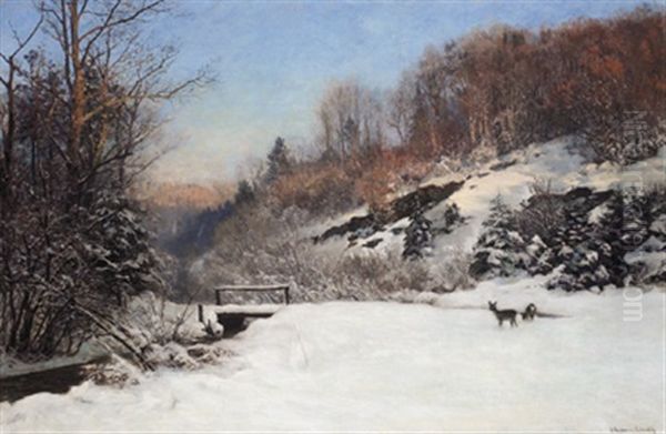 Waldlandschaft Im Winter Oil Painting by Anders Andersen-Lundby