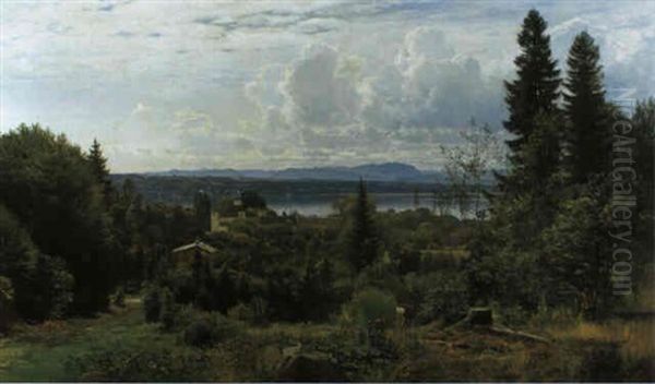 Sommertag Am Starnbergersee Mit Blick Auf Possenhofen Oil Painting by Anders Andersen-Lundby
