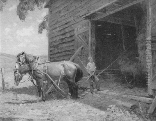 Draft Horses Oil Painting by Victor Coleman Anderson