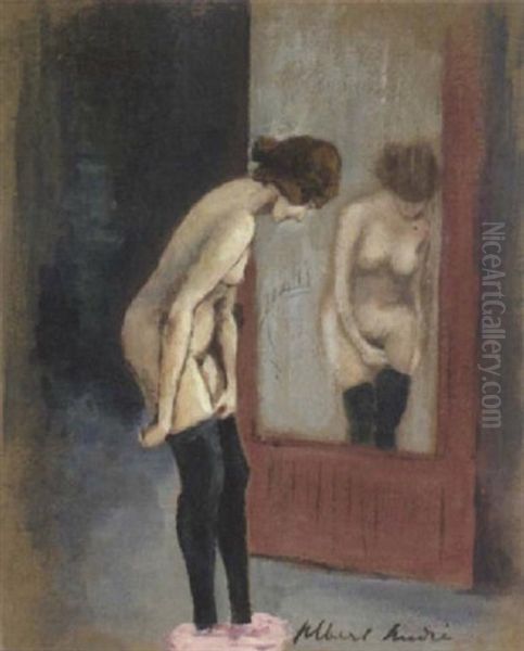 Nu Au Miroir Oil Painting by Albert Andre