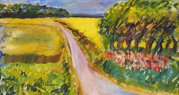 Landsvag Vid Rapsfalt Oil Painting by Folke Andreasson