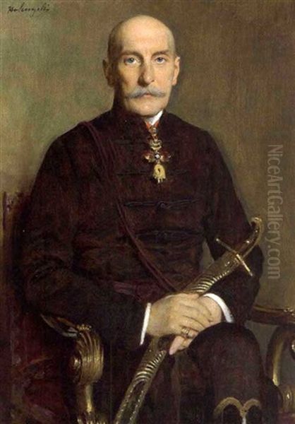 Nikolaus Furst Palffy In Ungarischer Magnatenuniform Oil Painting by Baron Heinrich von Angeli