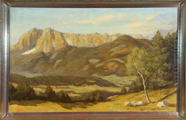 Blick Auf Das Kaisergebirge Oil Painting by Max Angerer
