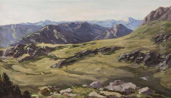 Panoramablick Auf Die Tiroler Alpen Und Taler Oil Painting by Max Angerer