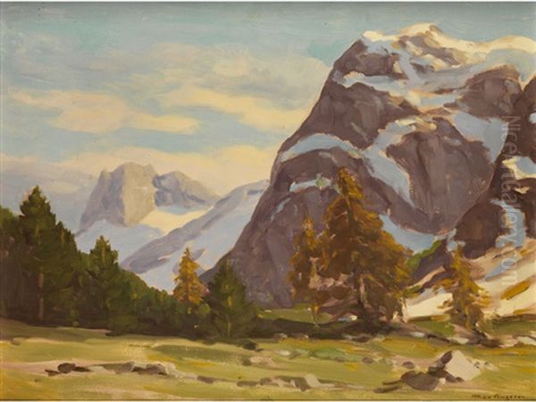 Gebirgslandschaft Oil Painting by Max Angerer