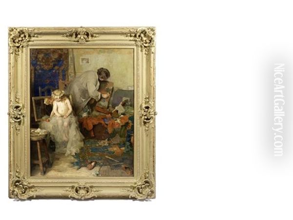 Im Atelier Oil Painting by Hermann Angermeyer