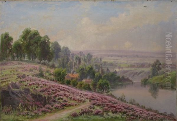 La Souterraine, Bruyeres En Fleurs Oil Painting by Gaston Anglade