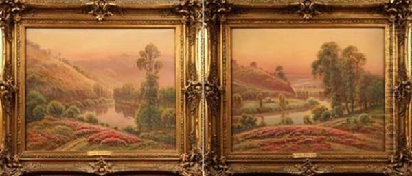 Paysages De Bruyeres Et Rivieres (pair) Oil Painting by Gaston Anglade