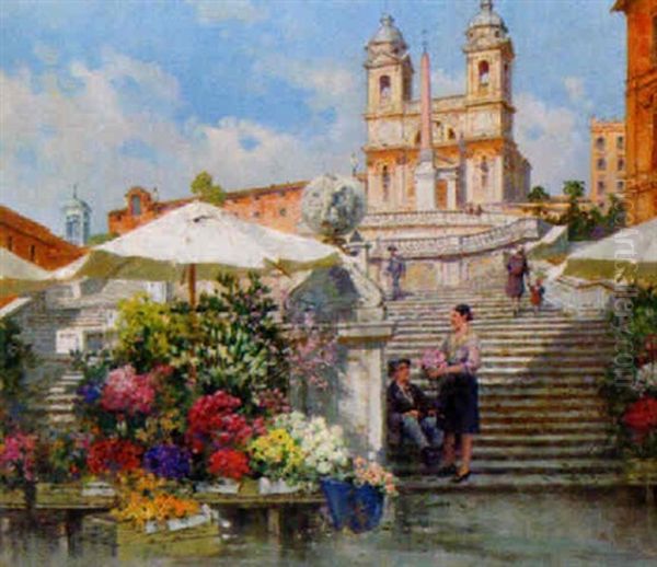 Spanska Trappan, Rom Oil Painting by Filippo Anivitti
