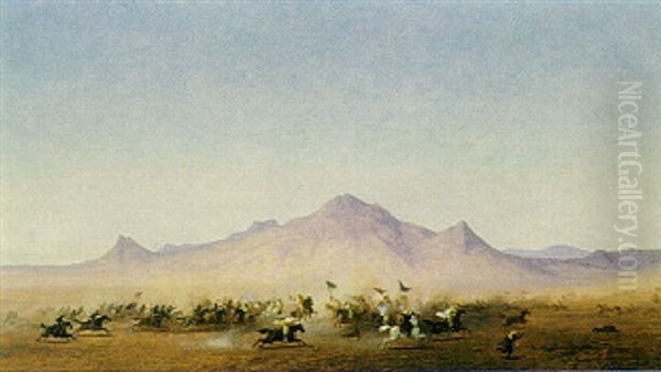 A French Army Encounter In Northern Africa Oil Painting by Henrik August Ankarcrona