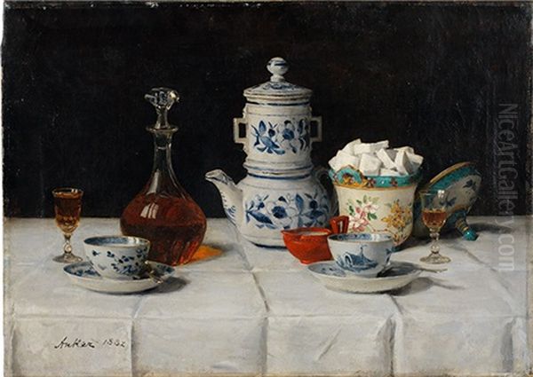 Stillleben: Kaffee Oil Painting by Albert Anker
