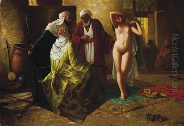The Slave Market Oil Painting by Eugene Ansen-Hofmann