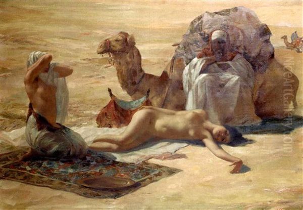Esclaves Blanches Dans Le Desert Oil Painting by Eugene Ansen-Hofmann