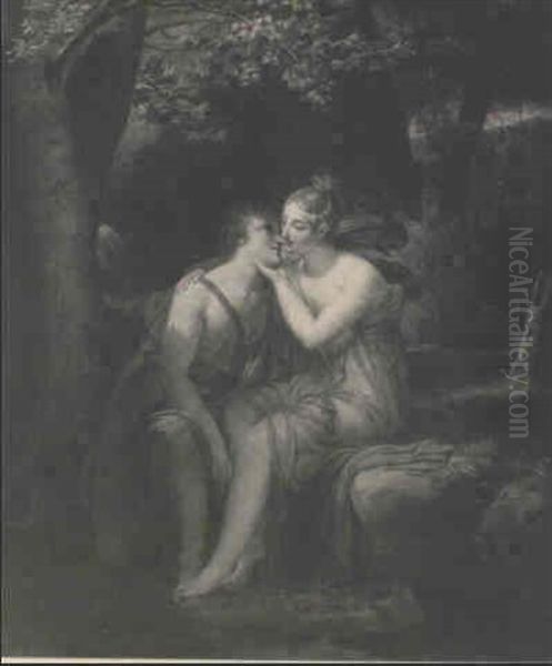Angelique Et Medor Oil Painting by Antoine Jean Joseph Ansiaux