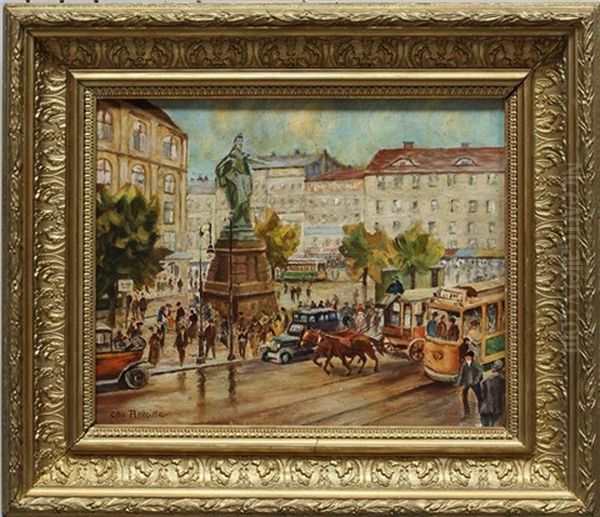 Berlin. Der Alte Alexanderplatz 1912 Oil Painting by Otto Antoine