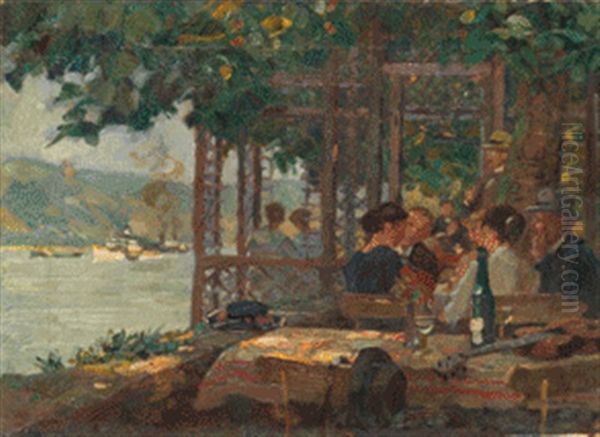 Im Garten Zu Rhens/rhein Oil Painting by Otto Antoine