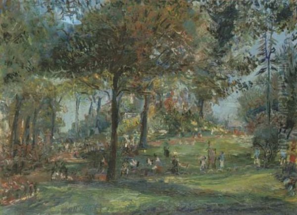 Summer In A Parisian Park Oil Painting by Alexis Paul Arapov