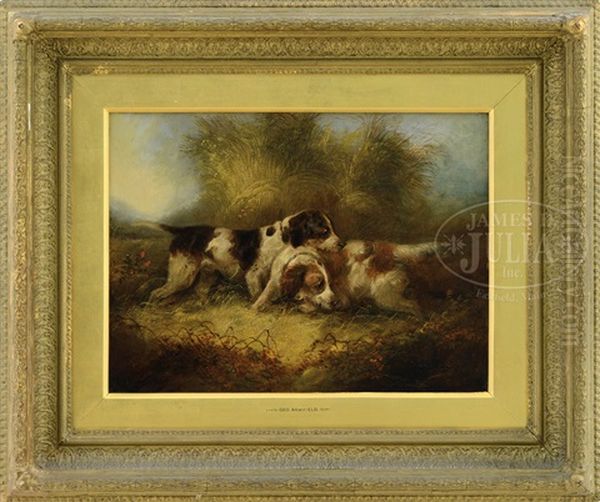 Two English Setters In Meadow Oil Painting by George Armfield