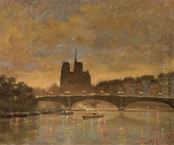 Pont Royal, Paris Oil Painting by Frank Milton Armington