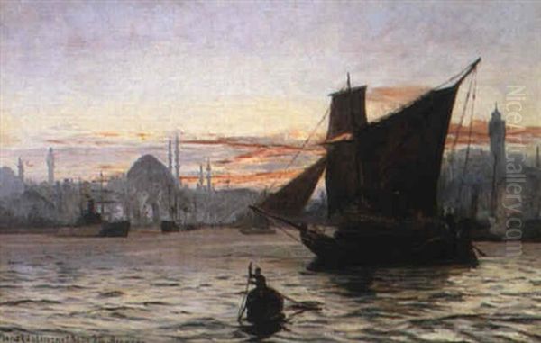 The Harbour At Constantinople Oil Painting by Vilhelm Karl Ferdinand Arnesen