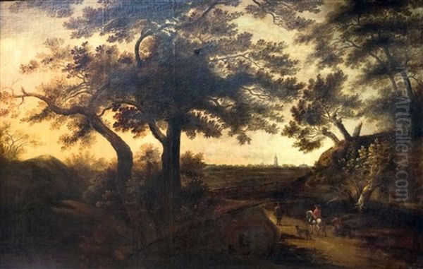 Paysage Boise Aux Prom Eneurs Oil Painting by Jacques d' Arthois
