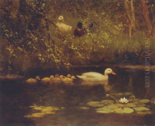 First Swim Oil Painting by David Adolph Constant Artz