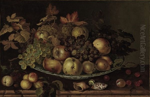 Fruit In A Wan-li Kraak With Shells And Other Fruit On A Table Oil Painting by Balthasar Van Der Ast