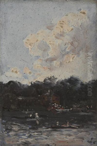 Maison En Bords De Riviere, Pont Alexandre Iii, Bords De Riviere Et Etude De Personnage (4 Works) Oil Painting by Enrique Atalaya