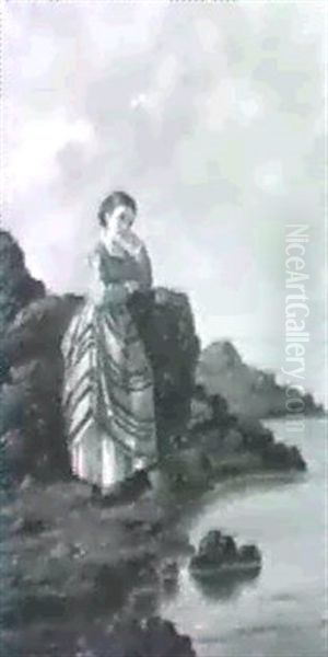 Madchen Am Felsufer Oil Painting by Natale Attanasio